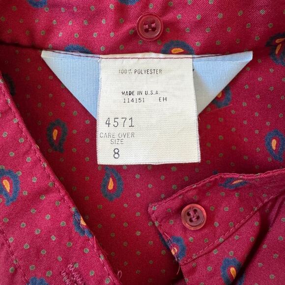 Vintage ‘70s Ship ‘n Shore Burgundy Long Sleeve Collared Button Down Blouse - Picture 7 of 9